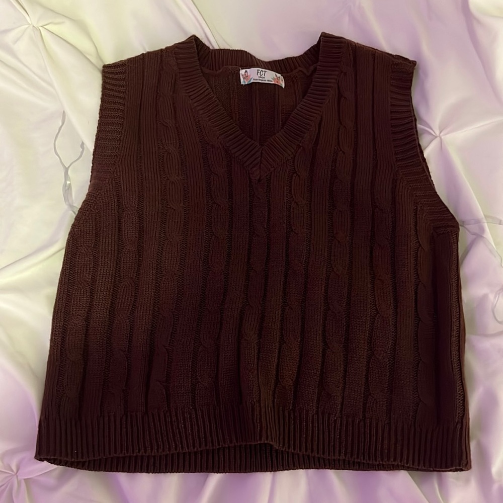 Brown sweater vest